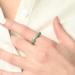 14K Solid Gold Turquoise Eternity Band - 图片 6