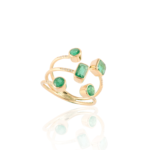 14K Solid Gold Emerald Adjustable Ring - 图片 5