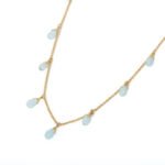 14K Solid Gold Blue Topaz Drop Chain Necklace - 图片 3
