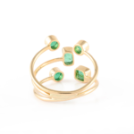 14K Solid Gold Emerald Adjustable Ring - 图片 4