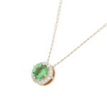 14K Solid Gold Tsavorite Pendant Necklace - Image 2