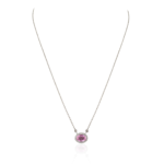 18k Solid Gold Pink Sapphire Pendant Necklace - 图片 3