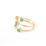 14K Solid Gold Emerald Adjustable Ring - 图片 3