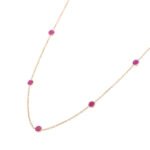 14K Solid Gold Ruby Chain Necklace - 图片 3
