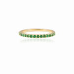14K Solid Gold Emerald Stackable Half Eternity Band