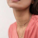 14K Natural Diamond Bar Pendant Necklace - Image 3