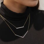 18k Natural Diamond Bar Pendant Necklace - 图片 4