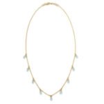 14K Solid Gold Blue Topaz Drop Chain Necklace - 图片 4