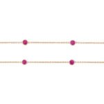 14K Solid Gold Ruby Chain Necklace - 图片 4