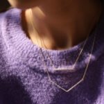 18k Natural Diamond Bar Pendant Necklace - 图片 5