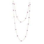 14K Solid Gold Ruby Chain Necklace - 图片 5
