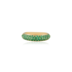 18K Solid Gold Emerald Dome Style Band