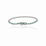 14K Solid Gold Emerald Diamond Sleek Bracelet - Image 3