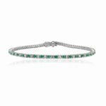 14K Solid Gold Emerald Diamond Sleek Bracelet