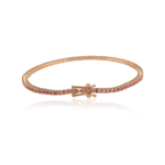 14K Solid Gold Pink Sapphire Sleek Bracelet - 图片 3