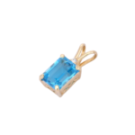 14K Solid Gold Blue Topaz Pendant - 图片 2
