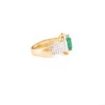 14K Solid Gold Rare Emerald Diamond Solitaire Ring - Image 5