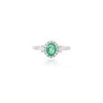 14K Solid Gold Emerald Diamond Statement Ring