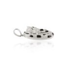 14k Solid White Gold Panther Diamond Onyx Pendant - 图片 5