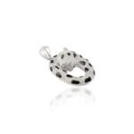 14k Solid White Gold Panther Diamond Onyx Pendant - 图片 3