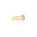 14K Solid Gold Emerald Diamond Wedding Ring - Image 4