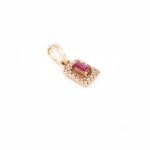 14K Solid Gold Ruby Halo Diamond Pendant - 图片 3