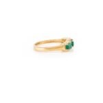 14K Solid Gold Emerald Diamond Halo Trinity Ring - Image 5