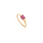 18K Solid Gold Genuine Ruby Diamond Engagement Ring - 图片 3