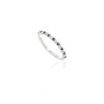 14K Solid Gold Blue Sapphire Diamond Half Eternity Band - 图片 3