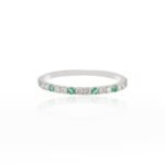 14K Solid Gold Emerald Diamond Eternity Band