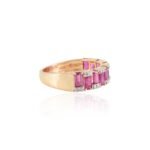 14K Solid Gold Ruby Diamond Half Eternity Band - Image 3