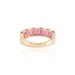14K Solid Gold Ruby Diamond Half Eternity Band - Image 4