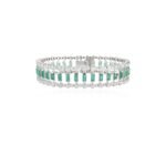 14K Solid Gold Baguette Emerald Wedding Bracelet