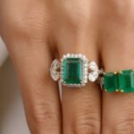 18K Solid Gold Natural Emerald Diamond Big Cocktail Ring - Image 5