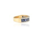 14K Solid Gold Blue Sapphire Diamond Stacking Ring - 图片 3