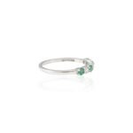 14K Solid Gold Emerald Diamond Half Eternity Band - Image 3