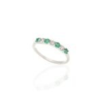 14K Solid Gold Emerald Diamond Half Eternity Band - Image 2