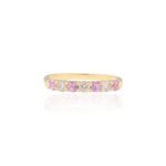 18K Solid Gold Pink Sapphire Half Eternity Band