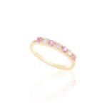 18K Solid Gold Pink Sapphire Half Eternity Band - Image 2