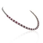 18k Solid Gold Ruby Diamond Tennis Necklace - Image 5