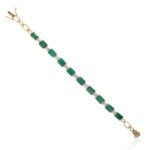 18K Solid Gold Octagon Emerald Diamond Tennis Bracelet - 图片 3