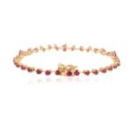 14K Solid Gold Ruby Gemstone Unique Bracelet - 图片 3