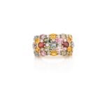 14K Solid Gold Multi Sapphire Band Ring