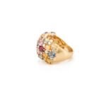 14K Solid Gold Multi Sapphire Band Ring - Image 4