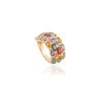 14K Solid Gold Multi Sapphire Band Ring - Image 6