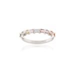 14K Solid Gold Multi Sapphire Half Eternity Band - Image 5
