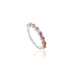 14K Solid Gold Multi Sapphire Half Eternity Band - Image 6