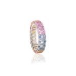 18K Solid Gold 6.54 CTW Multi Sapphire Eternity Band Ring - 图片 5