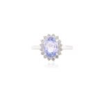 14K Solid Gold Sapphire Halo Diamond Ring