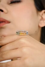 18K Solid Gold 6.54 CTW Multi Sapphire Eternity Band Ring - 图片 2